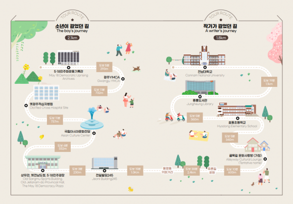 광주시가 준비한 ‘소년의 길’ 인문투어 안내도. 광주광역시 제공