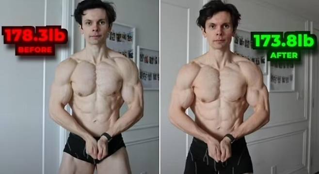 단기간 체지방 감량을 목표로 한 극단적 다이어트 실험이 유튜브를 통해 공개된 가운데, 예상치 못한 결과가 주목 받고 있다. [사진=유튜브 갈무리]