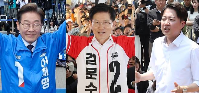 ▲집중 유세 펼치는 이재명·김문수·이준석[연합뉴스]