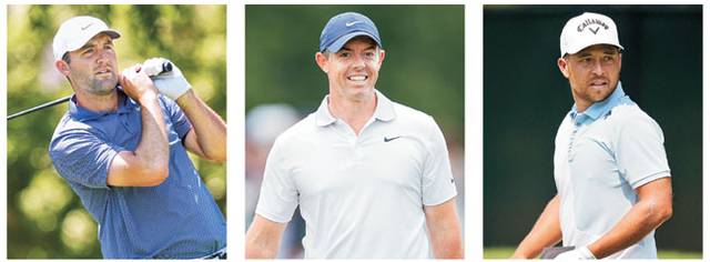 왼쪽부터 셰플러, 매킬로이, 쇼플리.