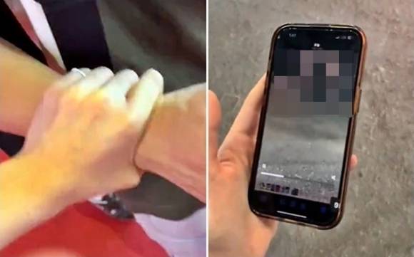 13일 중국 홍성신문 등 현지 매체에 따르면 부산 소재 고등학교에 다니는 A군은 전날 상하이 모터쇼 현장에서 중국인 여성 B씨를 몰래 촬영하다가 붙잡혔다. 사진은 사건 당시 피해여성이 촬영한 동영상 일부. 웨이보