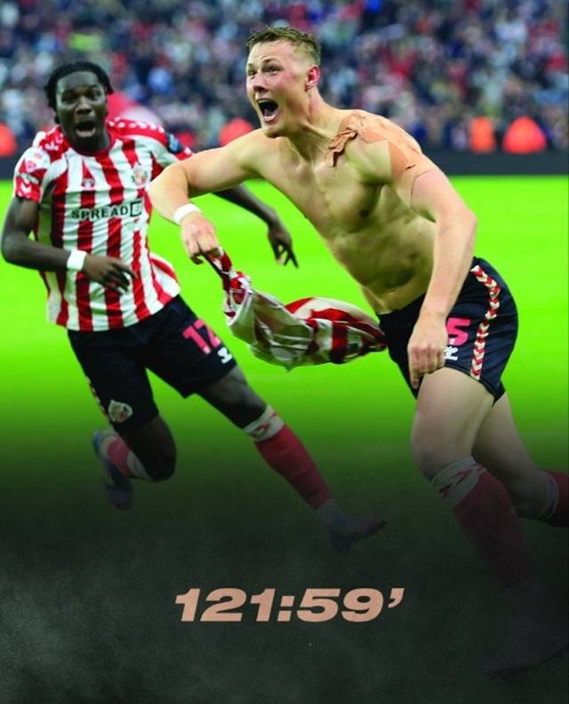 극장골을 터뜨린 선덜랜드 다니엘 발라드. /사진=선덜랜드 SNS