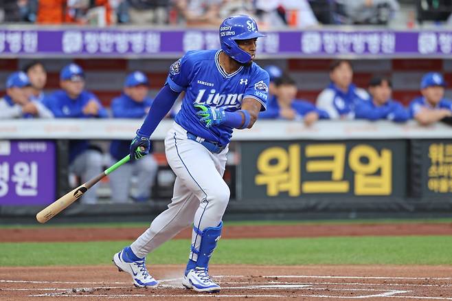 삼성 디아즈가 7일 대전 한화생명 볼파크에서 열린 2025 KBO리그 정귯시즌 한화전서 타격하고 있다. 사진 | 삼성 라이온즈