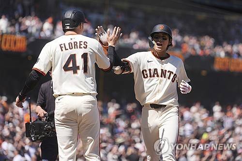 시즌 6호포를 때린 뒤 환호하는 이정후. ⓒ연합뉴스 AFP