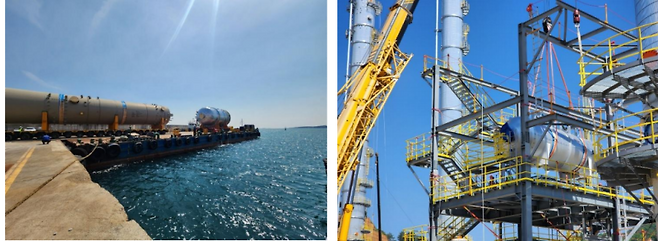 &nbsp;S-OIL과 아람코가 울산에 투자한 원유 정제 시설 ‘샤힌 프로젝트’에 납품된 압력용기.(주)케일럼 제공&nbsp;