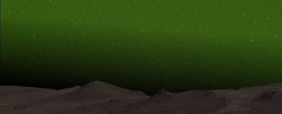 화성에서 펼쳐지는 오로라를 상상한 그래픽 이미지. NASA/JPL-Caltech/Cornell Univ./Arizona State Univ.– E. W. Knutsen