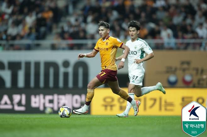 지난 1월에 광주 입단해 활약중인 헤이스. 사진제공=한국프로축구연맹