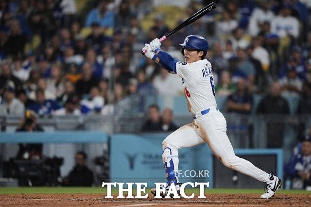 5타석 3안타 2볼넷의 100% 출루경기를 펼친 다저스의 김혜성./LA=AP.뉴시스