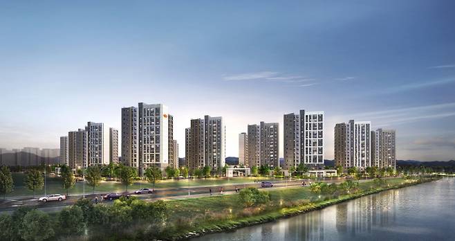 DL이앤씨가 경기 부천 대장지구에 선보이는 'e편한세상 대장 퍼스티움'이 본청약에서 최고 39대 1의 경쟁률을 기록했다. 사진은 'e편한세상 대장 퍼스티움' 단지 투시도/사진=DL이앤씨