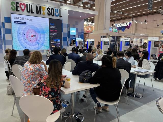 지난해 IMEX에서 서울 설명회가 진행되고 있다.서울관광재단제공