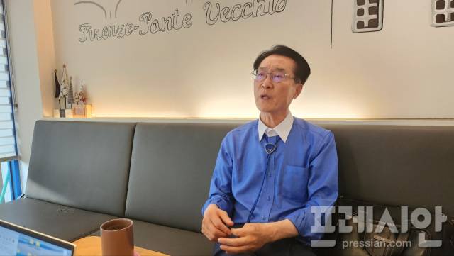 ▲박우량 전 신안군수가 <프레시안>과 인터뷰하고 있다.2025.4.30ⓒ프레시안(박진규)