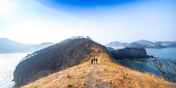 연평산 정상으로 이어진 능선길. 연평산과 덕물산은 개머리언덕에 비해 야영객이 적다.