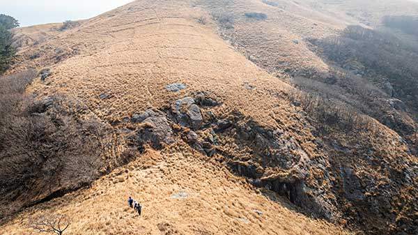 중계탑 봉우리에서 개머리언덕으로 이어진 능선.