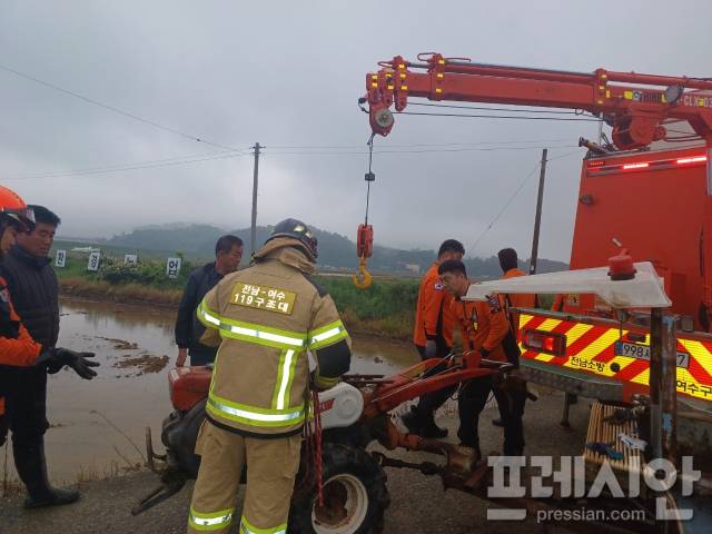 ▲경운기 사고 구조 현장ⓒ여수소방서