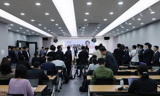 김문수 대선 후보가 18일 오전 당사 다목적홀에서 경제 공약을 발표하고 있다. (국민의힘)