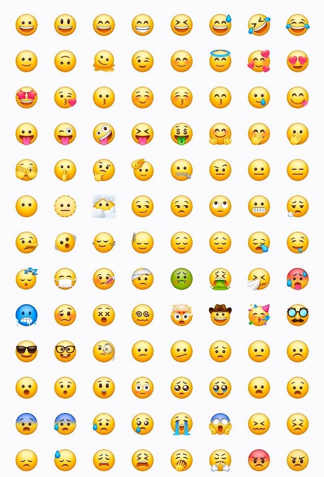 기본 이모티콘들. [갤럭시 휴대폰 화면 캡처]