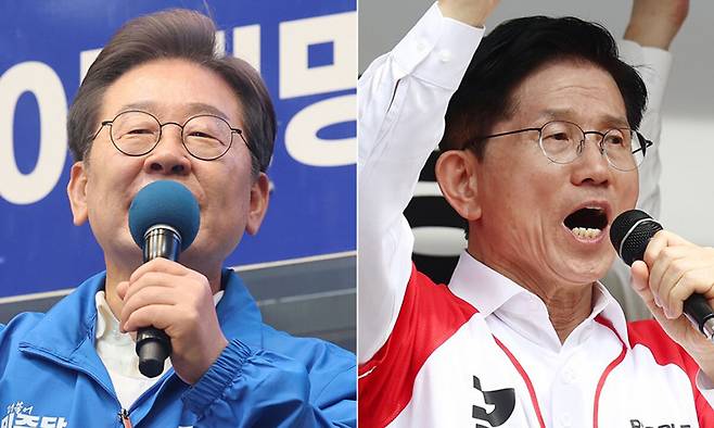 더불어민주당 이재명 대선 후보(왼쪽), 국민의힘 김문수 대선 후보. 연합뉴스·공동취재사진