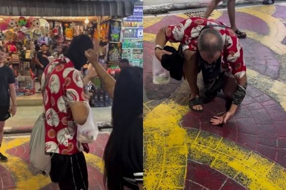 태국 푸껫의 한 거리에서 한 여성이 지나가던 남성의 머리에서 바퀴벌레를 털어주려고 하다가 오히려 항의를 받았다. 바퀴벌레는 남성이 키우는 반려동물이었기 때문이다. 페이스북 캡처