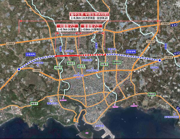서귀포시 도시우회도로 사업계획도 ⓒ제주의소리 자료사진