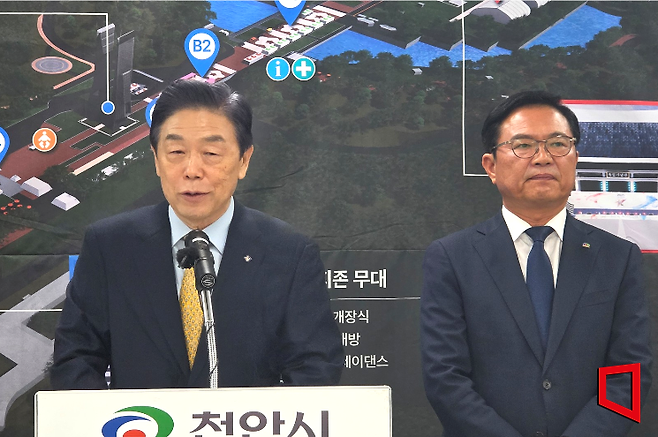 왼쪽부터 김형석 독립기념관장, 김석필 천안시장 권한대행.