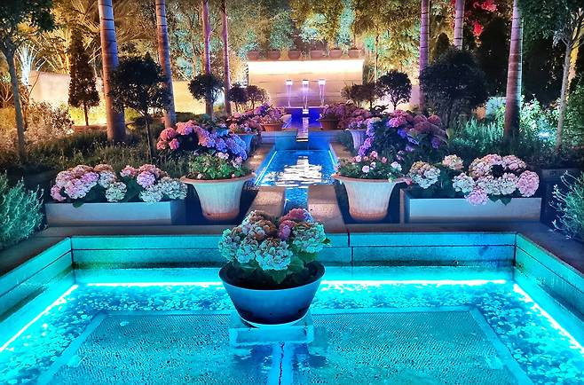 야간조명이 켜진 지중해 온실은 새로운 분위기를 연출한다./신현종 기자