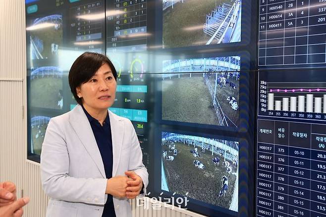 스마트축산단지를 찾은 송미령 농식품부 장관 모습. ⓒ농림축산식품부