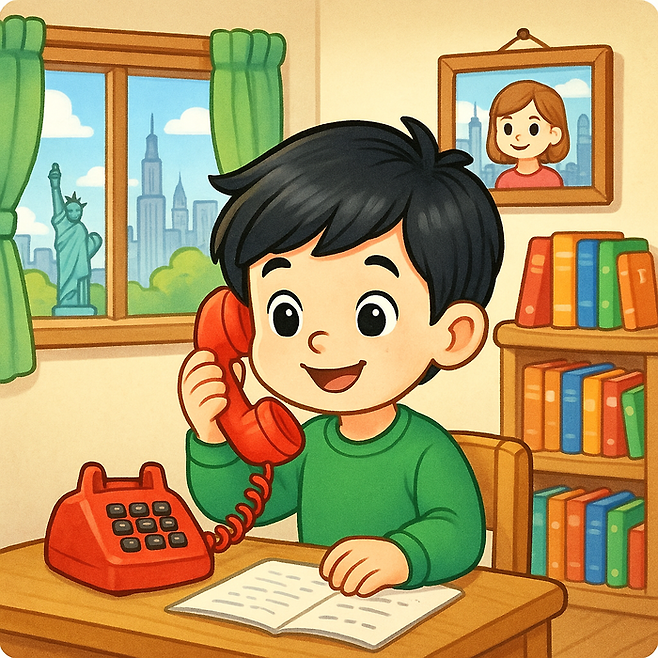 톡톡 영어 - 사라 전화번호 좀 알려고 전화했어 (AI로 이미지 생성)