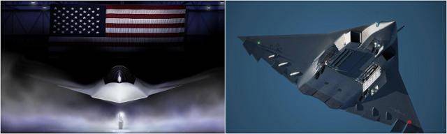 딥앤_2025년 3월 미국 공군이 공개한 6세대 전투기 F-47의 상상도와 2024년 12월 중국 청두에서 촬영된 중국 6세대 전투기 J-36 시험비행 장면. 출처=미국 공군 홈페이지/사우스 차이나 모닝포스트