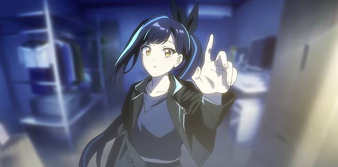 Member Lilpa of Isegye Idol from the music video for the virtual girl group's ″Misty Rainbow,″ released on April 25 [SCREEN CAPTURE]