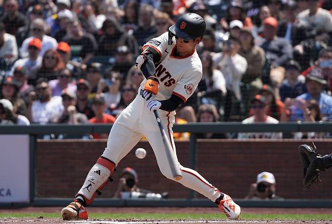 샌프란시스코 자이언츠 외야수 이정후가 19일 미국 캘리포니아주 샌프란시스코의 오라클파크에서 열린 2025 미국프로야구 메이저리그 애슬레틱스와의 홈경기에 3번타자 겸 중견수로 선발 출전해 4타수 무안타를 기록했다. AFP 연합뉴스