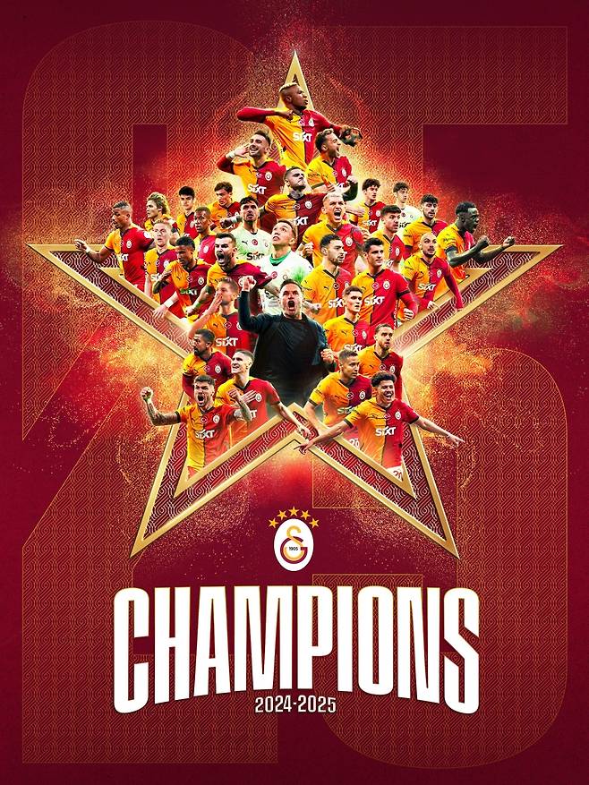 25번째 정규리그 우승을 따낸 갈라타사라이 [갈라타사라이 SNS 캡처. 재판매 및 DB 금지]