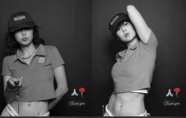 최강희가 공개한 복근 사진. [사진= 최강희 SNS]