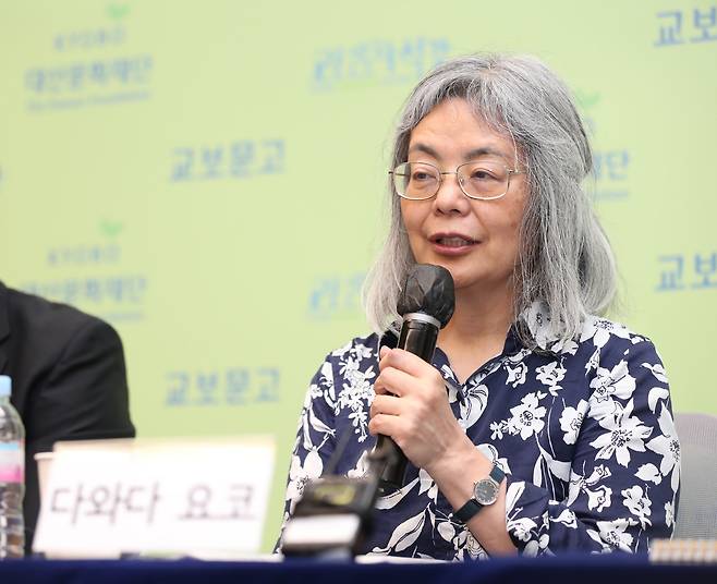 다와다 요코는 소설 ‘눈 속의 에튀드’에서 동물 3대를 화자로 삼았다. 작가는 “만약 제가 한국에서 창작 활동을 했다면 한국 동물의 눈에 비친 남북 분단의 모습에 대해 썼을 것”이라고 했다. /장경식 기자