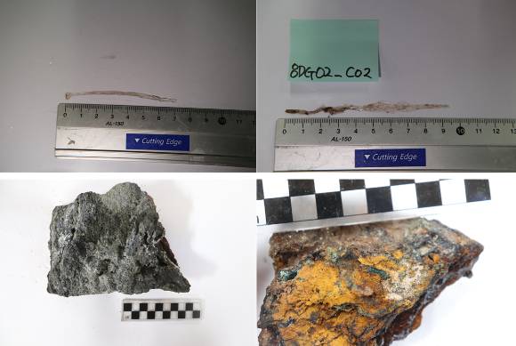 극지연구소 연구팀이 남극 깊은 바다에서 초대형 화살벌레(위)와 열수광석을 확보하는 데 성공했다. [사진=극지연구소]