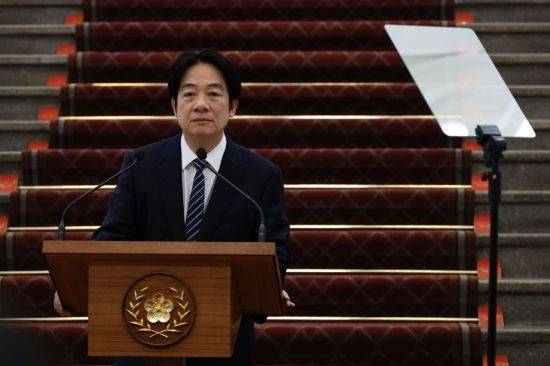 라이칭더 대만 총통이 20일 대만 타이베이 총통부에서 취임 1주년 기자회견을 진행하고 있다. [EPA  = 연합뉴스]