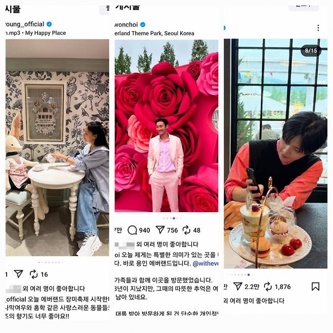 /사진제공=고소영·김선호·최시원 인스타그램 캡처