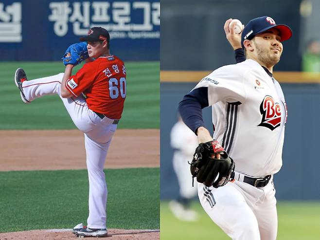 SSG랜더스와 두산 베어스가 20일 경기 선발 투수로 전영준과 잭로그를 내세웠다. 사진은 SSG랜더스 투수 전영준(왼쪽)과 두산 베어스 잭로그의 모습. /사진=전영준 인스타그램·뉴스1