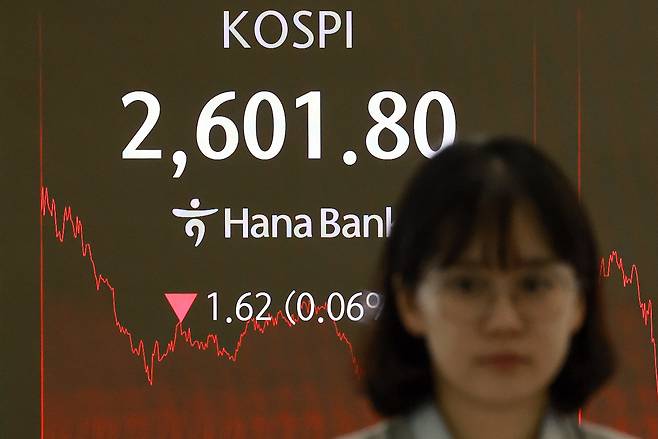 20일 서울 중구 하나은행 본점 딜링룸에서 딜러들이 업무를 보고 있다. [연합]