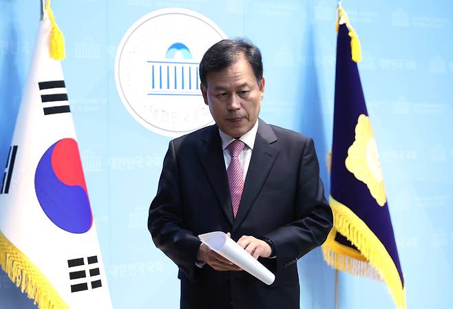 2024년 11월21일 윤한홍 국민의힘 의원이 국회에서 기자회견을 열었다. ⓒ연합뉴스