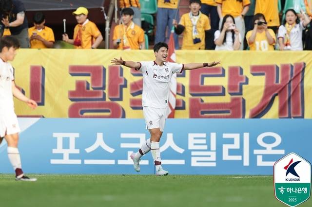 포항스틸러스전에서 골을 넣은 박인혁. /사진=한국프로축구연맹 제공