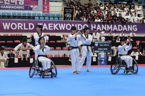 2023년 7월에 열린 2023 성남 세계태권도한마당 창작 품새 부문 경연 모습 [국기원 제공. 재배포 및 DB 금지]