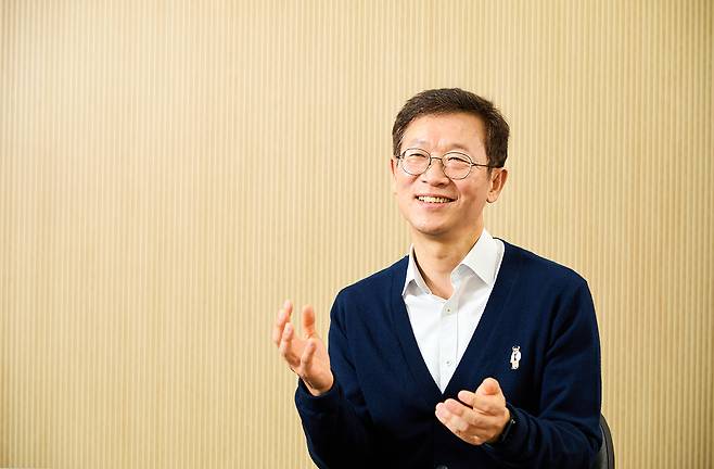 고석빈 우리엔 대표가 자사 솔루션과 서비스 강점을 설명하고 있다(우리엔 제공). ⓒ 뉴스1