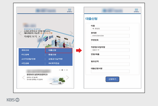 악성 앱 실행 화면 (제공: 금감원)
