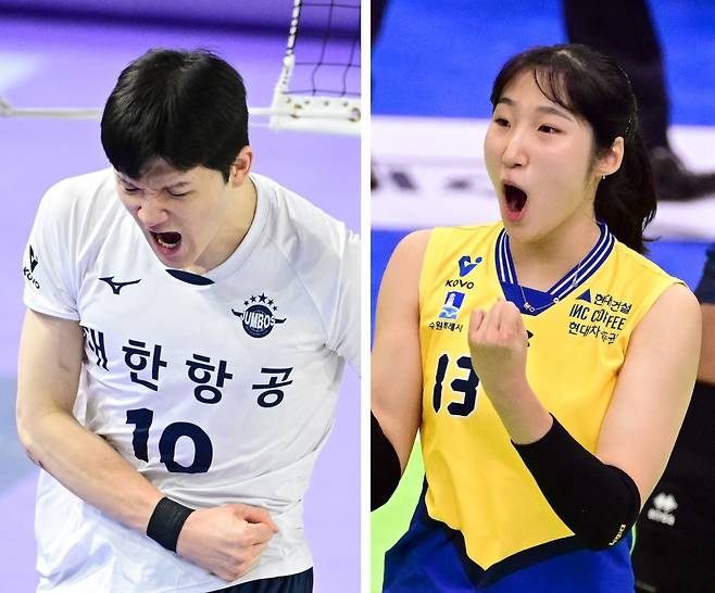 정지석(왼쪽)과 정지윤. 한국배구연맹 제공