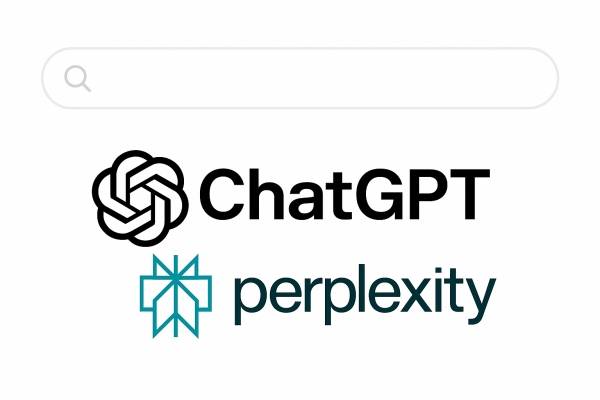 ▲뉴스 검색창 아래 챗GPT, 퍼플렉시티 로고들이 보이는 챗GPT 생성 이미지
