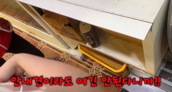 KBS 시각장애인 앵커로 활동한 유튜버 허우령씨 일행이 자리 이동을 요청하자 이를 거절하는 부산 횟집 직원. 유튜브 채널 ‘우령의 유디오’ 캡처