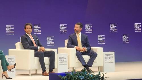 트럼프 주니어 (도하=연합뉴스) 김동호 특파원) = 21일(현지시간) 도널드 트럼프 주니어가 카타르 도하에서 열린 QEF 대담에 참석했다. 2025.5.21 photo@yna.co.kr