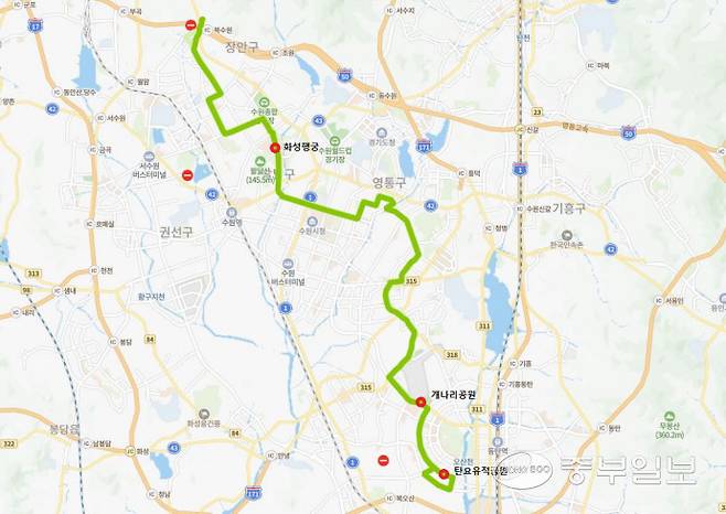 98번 버스 노선도.