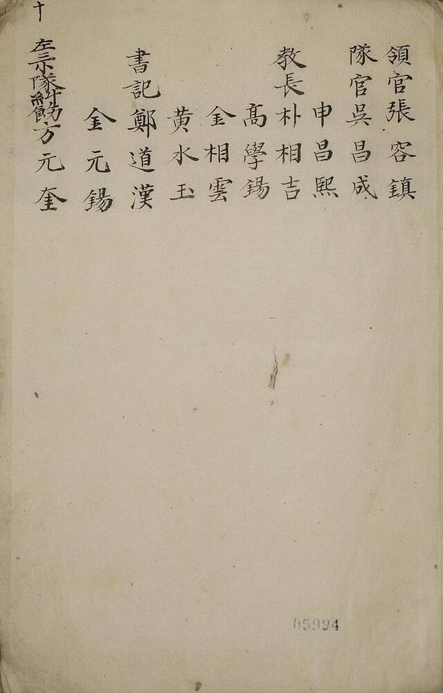 친군통위영갑오십월일출주장졸성책 명단. /고려대 도서관 제공