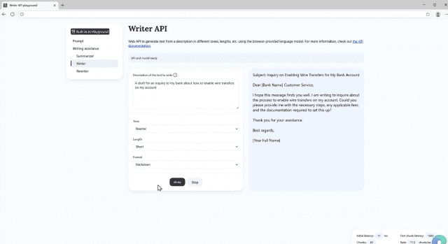 엣지에서 글쓰기 지원 API가 작동하는 장면. (사진=마이크로소프트)